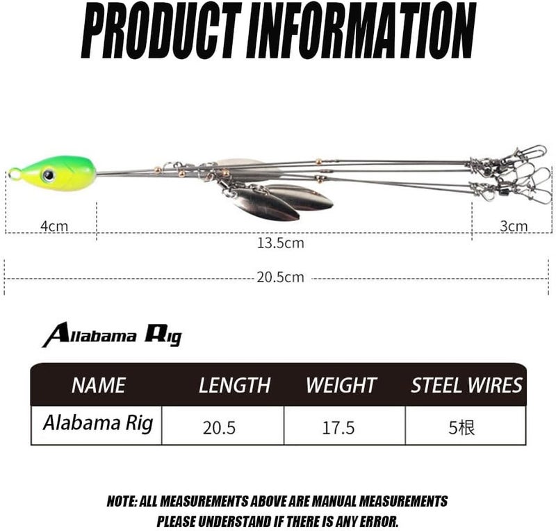 KULPORT Alabama Rig for Bass Fishing - 6PCS Umbrella A-Rig Lure with 4 Willow Leaf Blades, Freshwater/Saltwater Swimbait for Trout, Perch, Walleye - Image 3